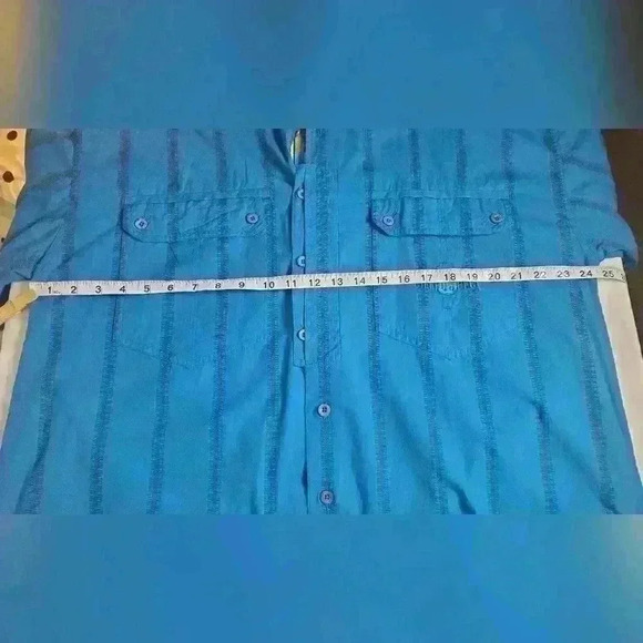 Vintage 90s NWT Introspect Blue Striped s/s Button Down Shirt NEW Deadstock XL - Picture 11 of 13